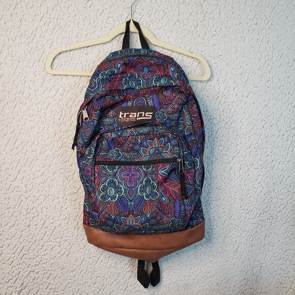 Trans by JanSport Backpack Multicolor Floral Boho Print Unisex 17in School Bag - Picture 1 of 11